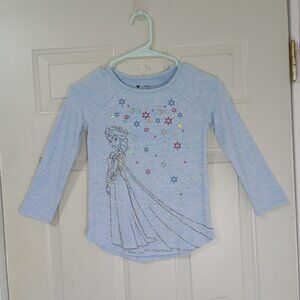 Disney Frozen Elsa Glitter Graphic Long Sleeve Girls Shirt Limited Edition Size